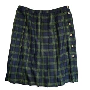 Barrie Stephen’s • Vintage • Pleated • Plaid • A-Line Skirt with Button Detail